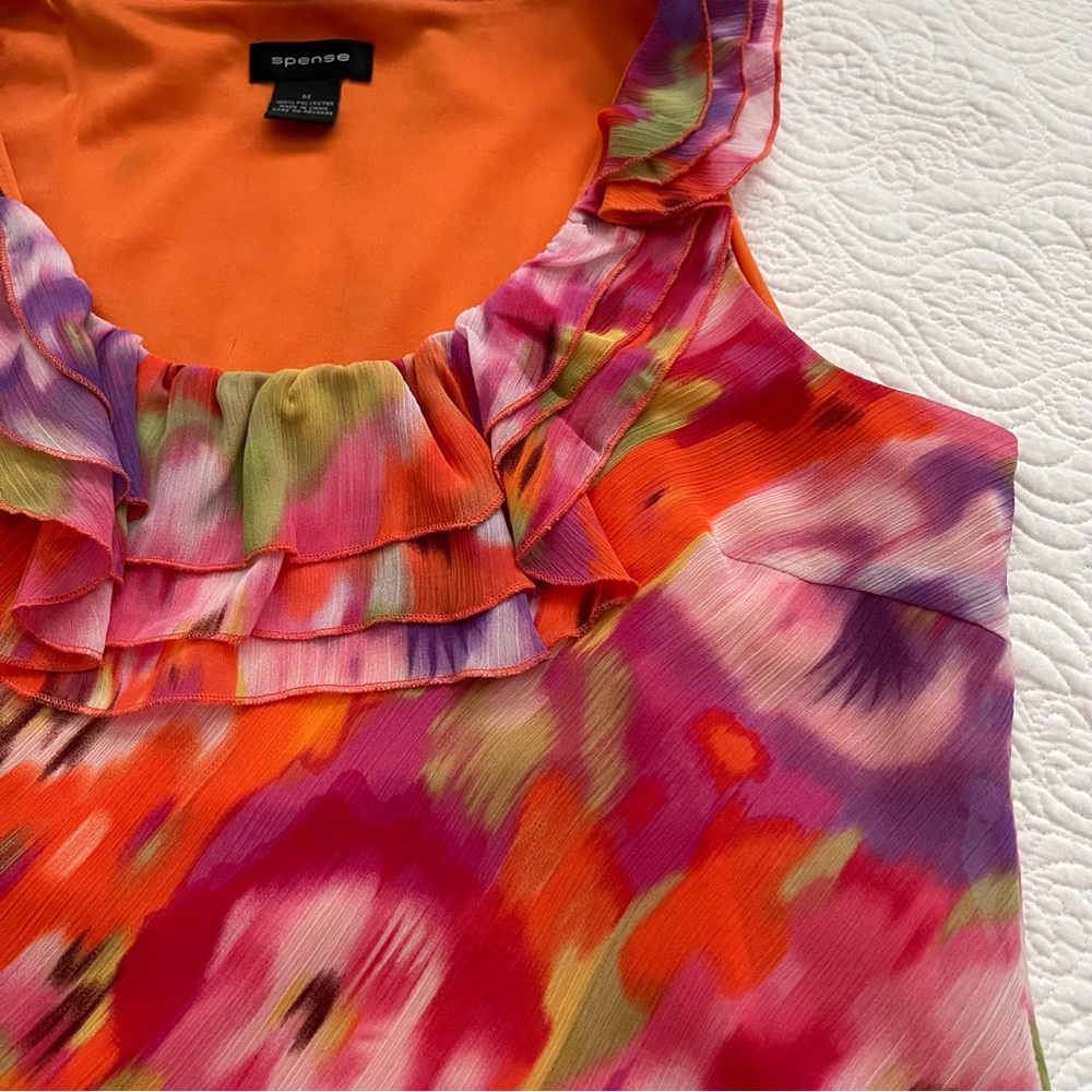 Spense Sleeveless Blouse Watercolor Floral Size M - Picture 6 of 15